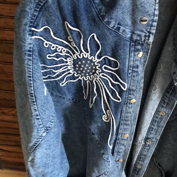 Vintage PADO Sunflower Long Denim Jacket - Picture 5 of 10
